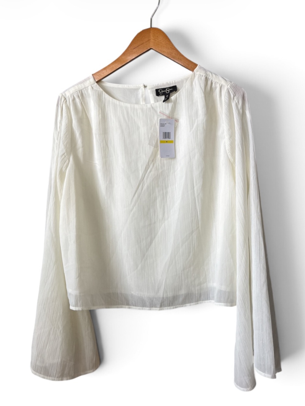 Jessica Simpson White Sheer Long-Sleeve Blouse